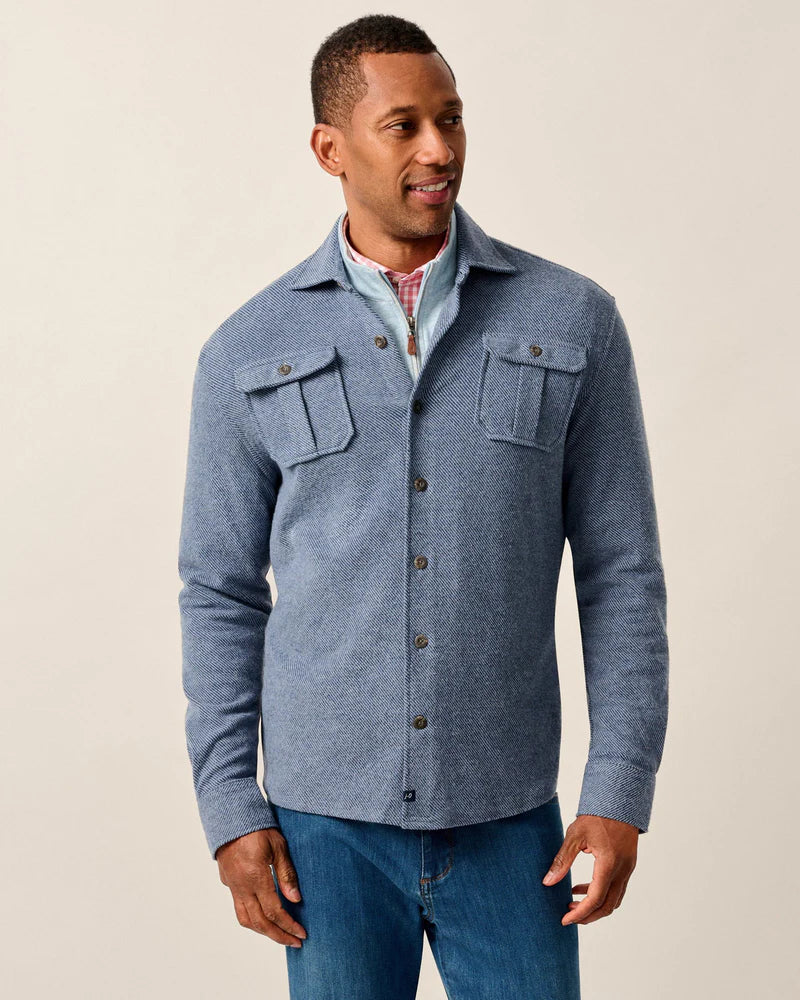 Carl Stretch Knit Flannel Lodge Shirt | Laguna Blue