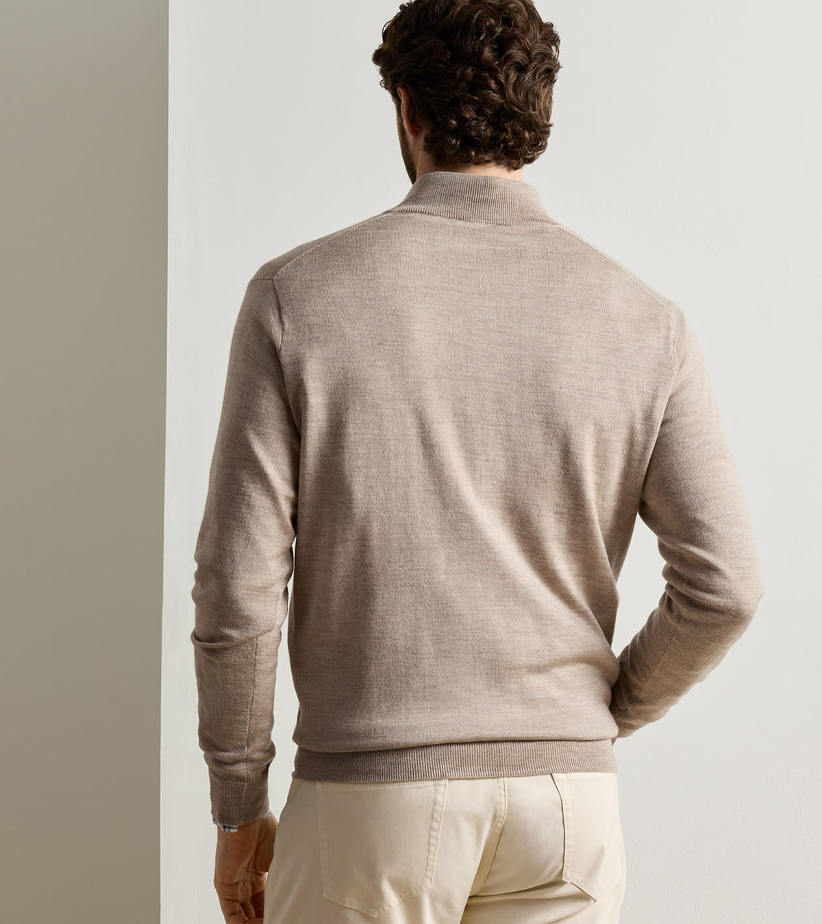 Autumn Crest Suede Trim 1/4 Zip | Stone