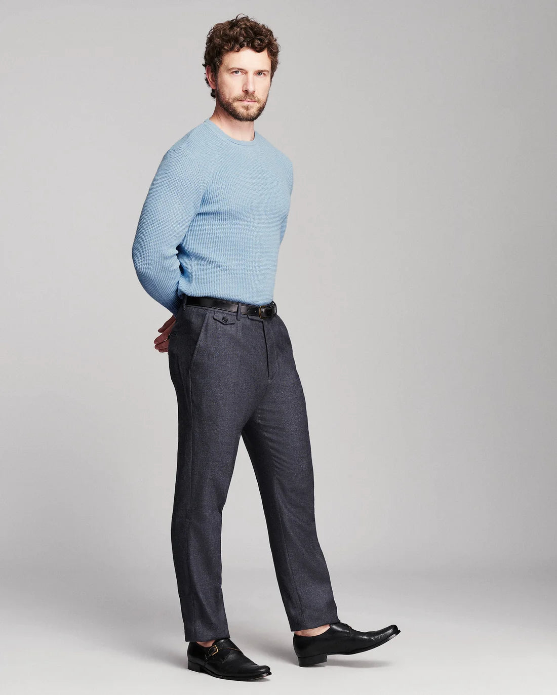 Martin Mini Waffle Crew | Chambray Blue Heather