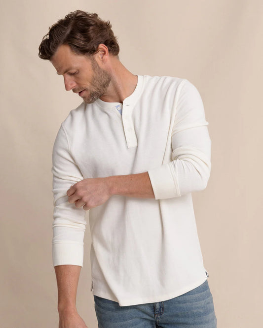 Riveroak Rib Knit Henley | Sand White