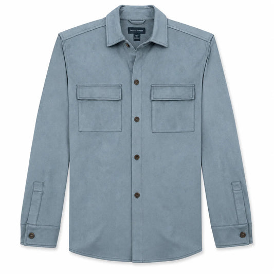 Micro Suede Stretch Shirt Jacket | Petrol