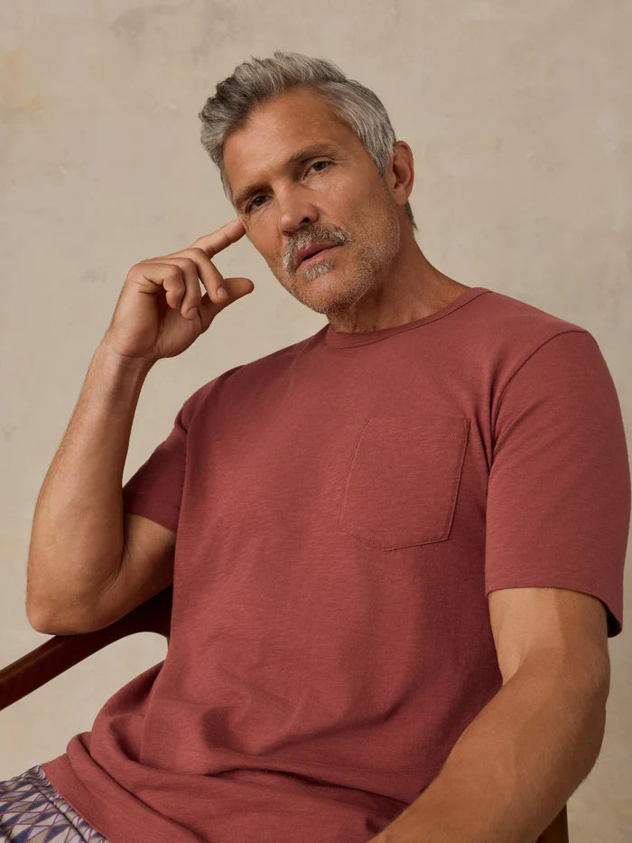 Sunwashed Pocket Tee | Sunset Red