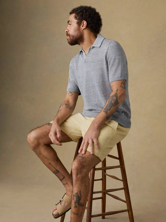 Linen Sweater Polo | Shore Rock Stripe