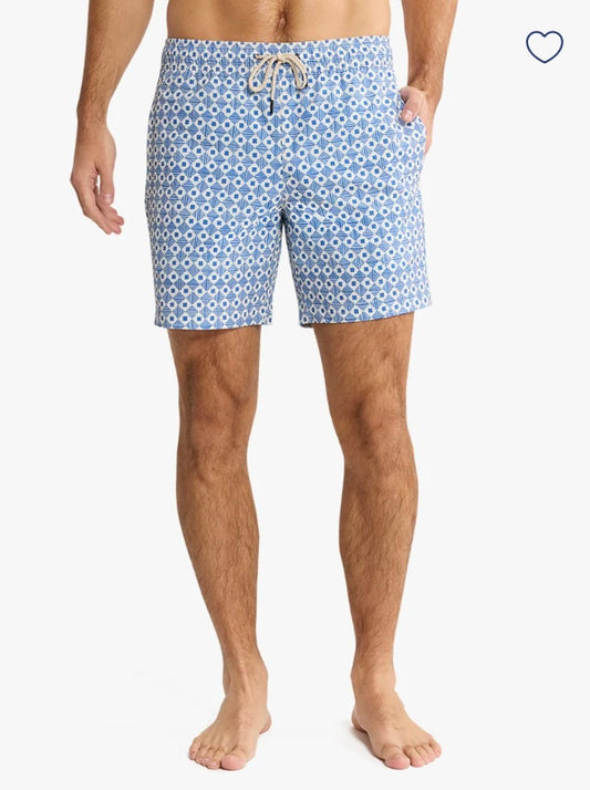 Bayberry Trunk | Seersucker Sea Blue Tiles