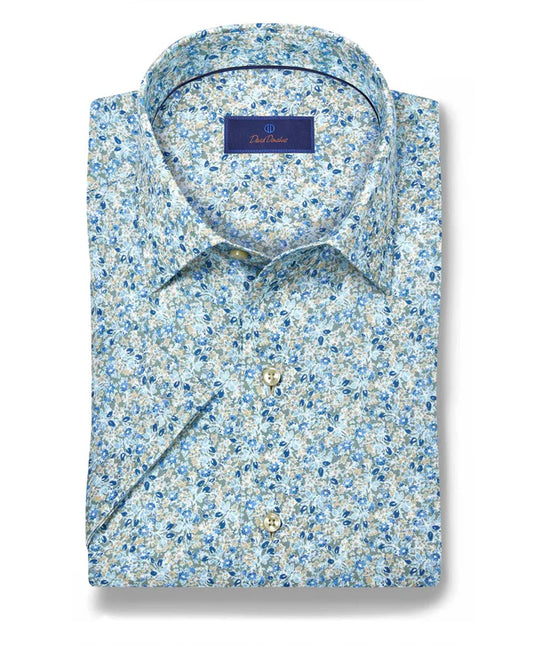 Floral Linen Blend SS Shirt | Sage