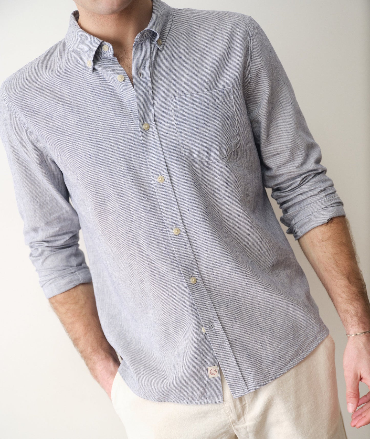 Better-Than-Linen Shirt | Natural/Navy Stripe