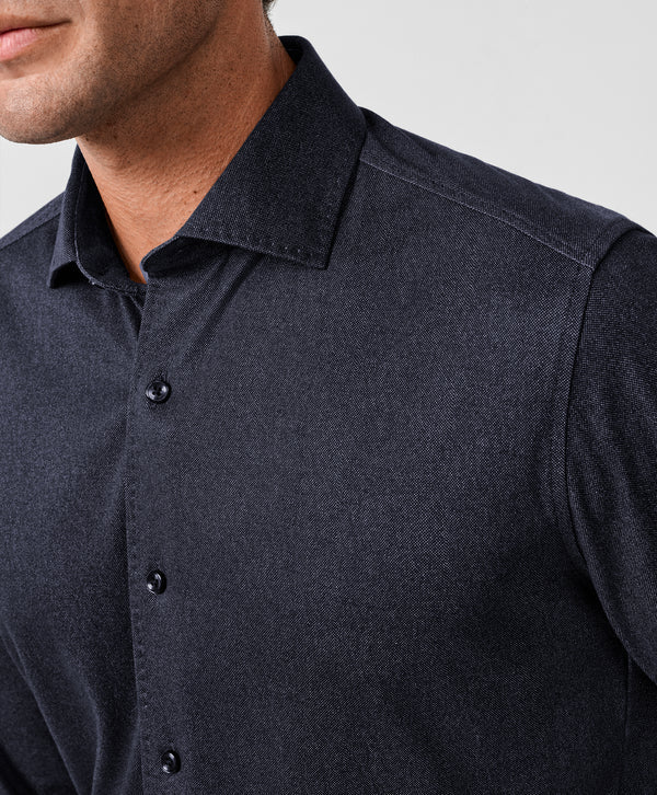 Solid Texture Knit Sport Shirt | Navy
