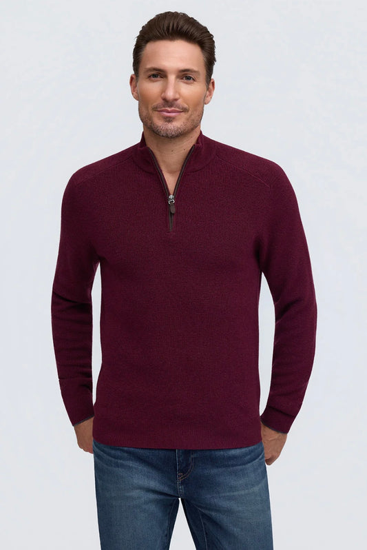 English Rib 1/4 Zip | Merlot