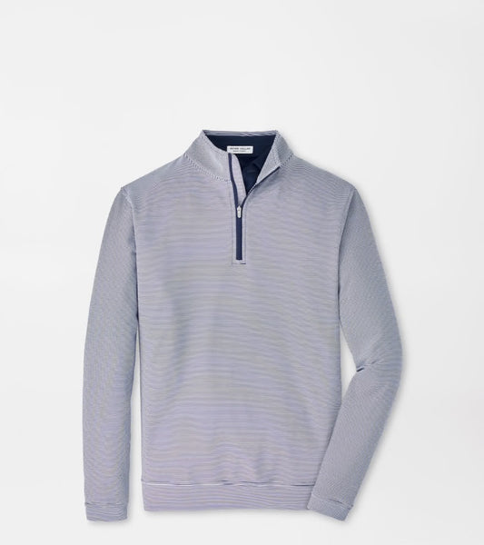 Perth Sugar Stripe Performance 1/4 Zip | Navy/White
