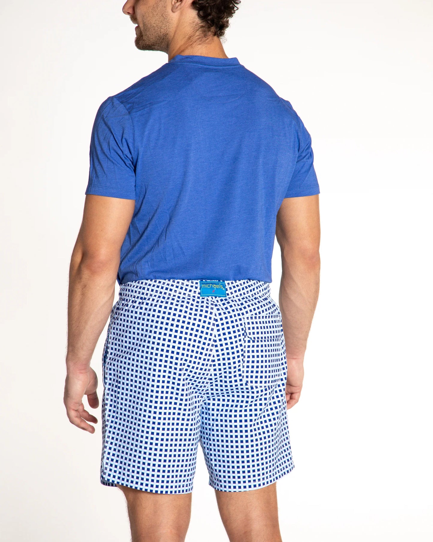 Cyclist Liner Swim Trunk | Squares Navy