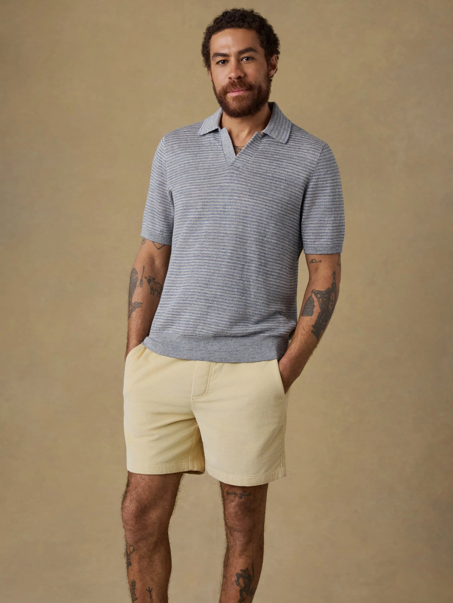 Linen Sweater Polo | Shore Rock Stripe