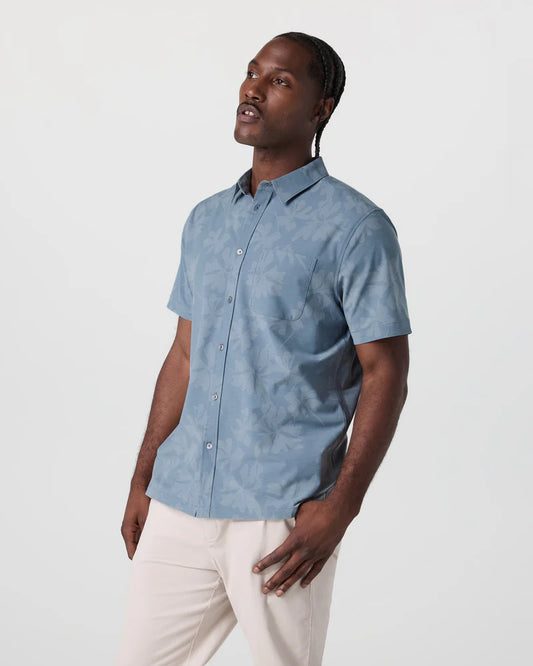 Bridge Button Down | Dusty Blue Plumeria