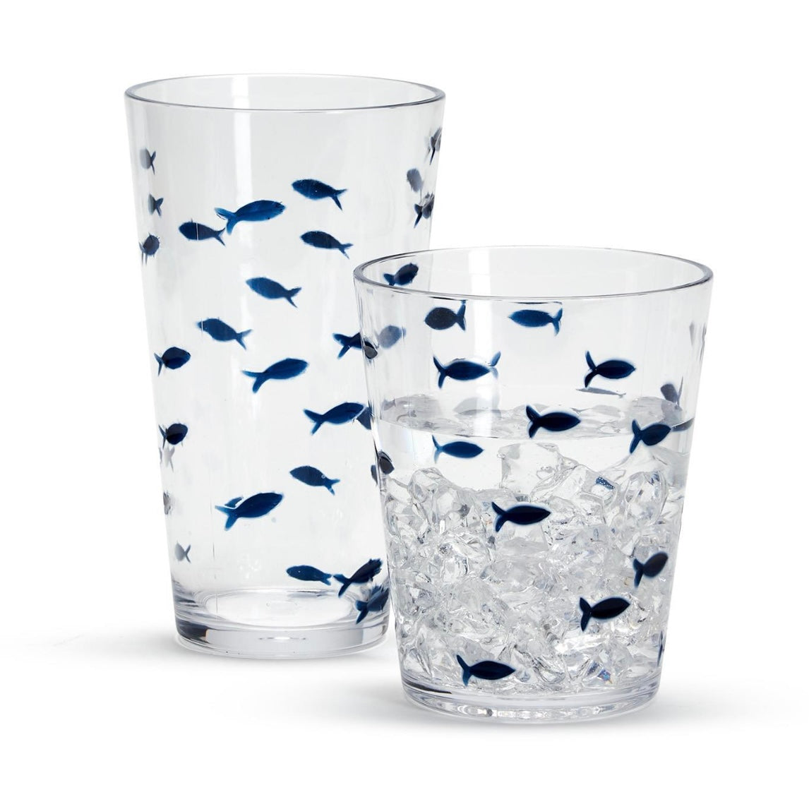 Blue Fish Acrylic Short Glass