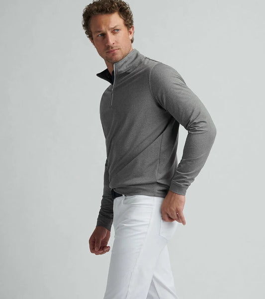 Perth Melange Perf 1/4 Zip | Smoke