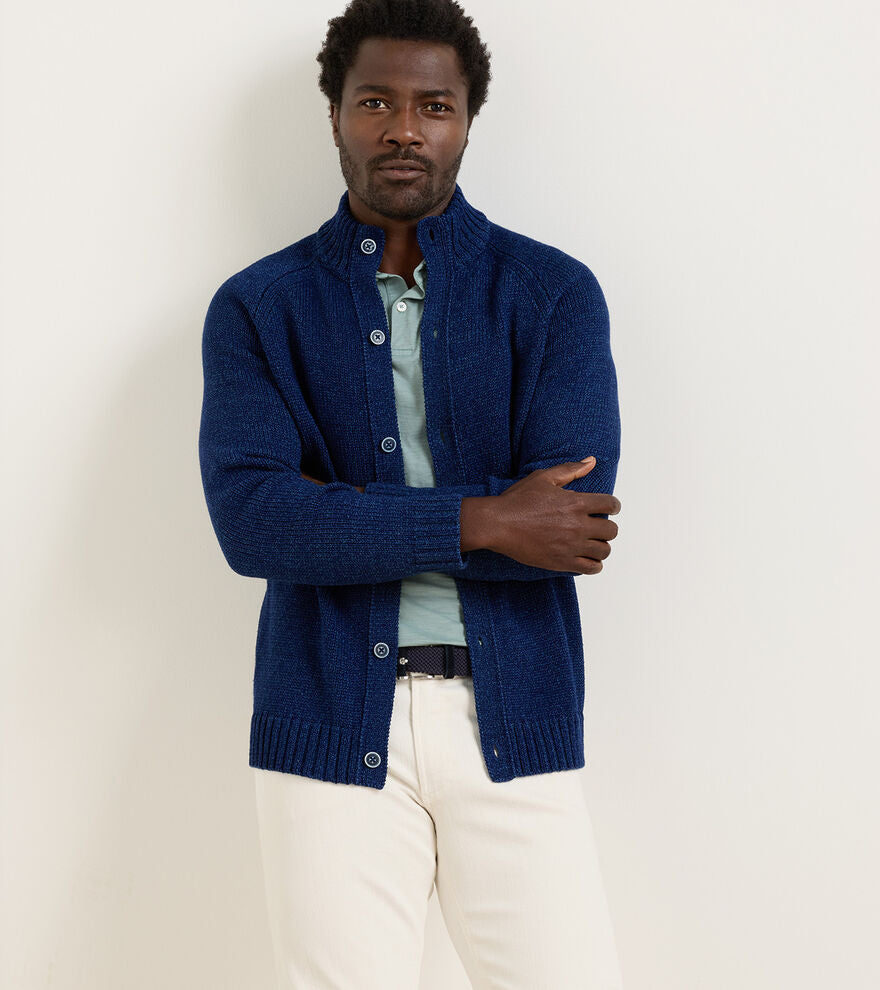 Tilden Full-Button Sweater | Navy
