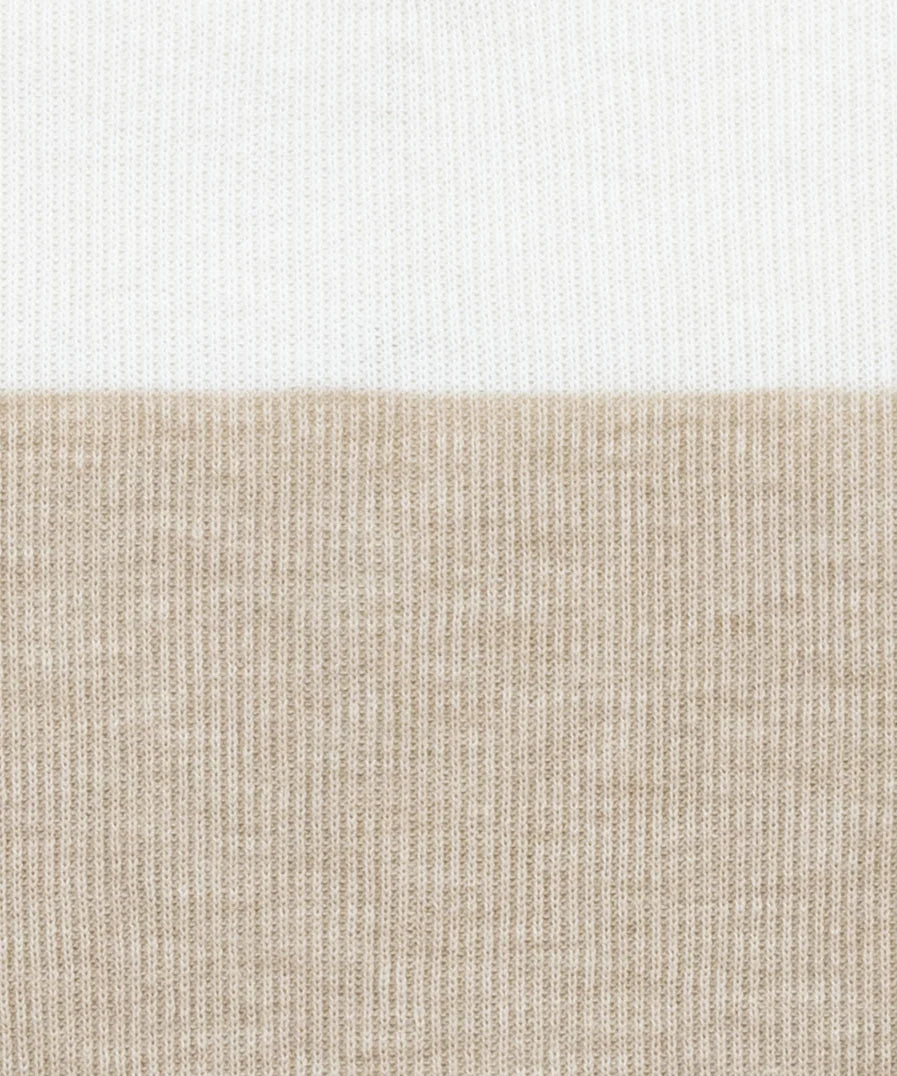 Ribbed Stripe Polo | Flax