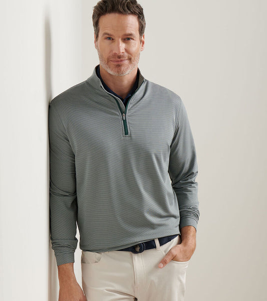 Perth Sugar Stripe Performance 1/4 Zip | Nordic Pine