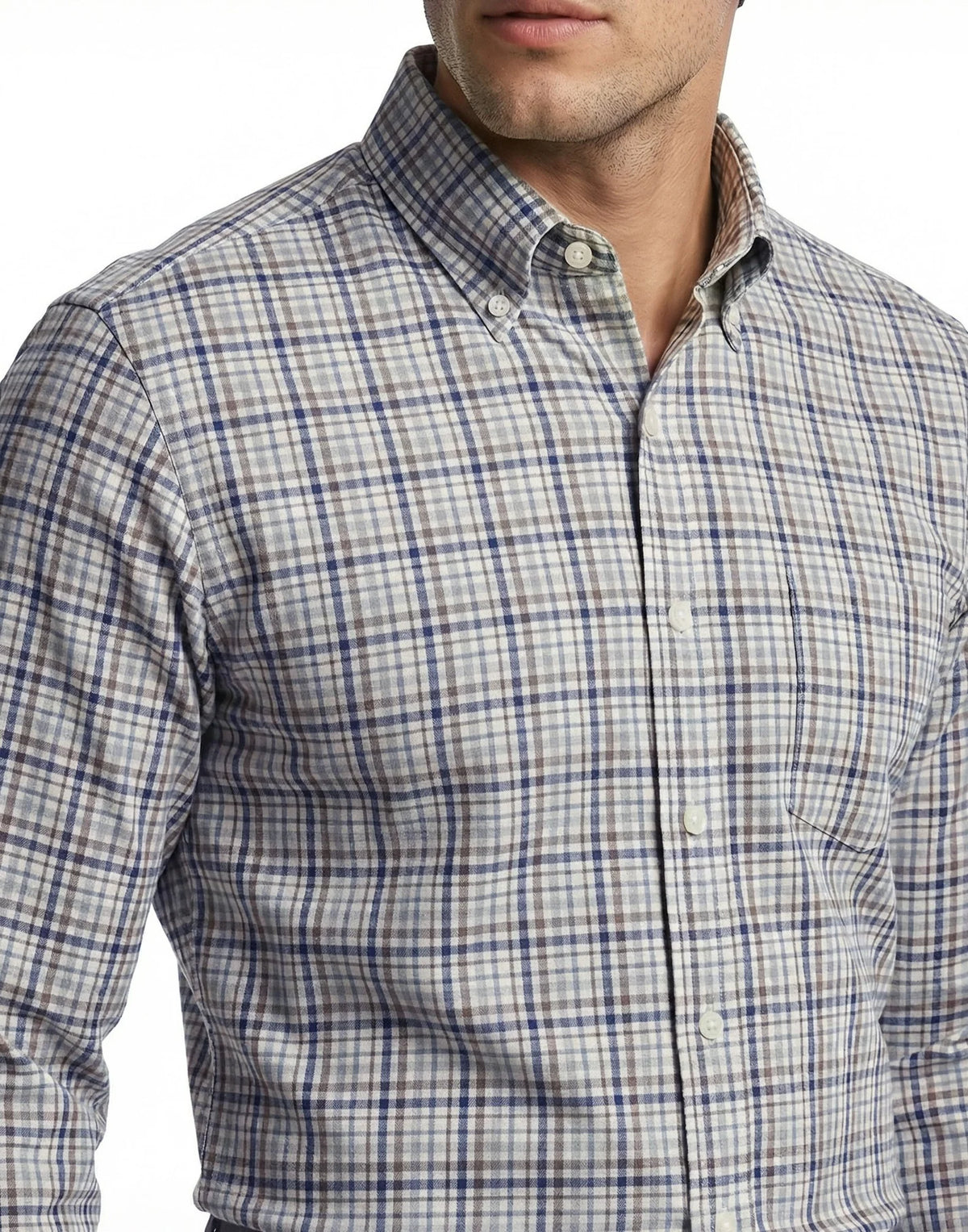 Newport Poplin Heathered Plaid | Khaki