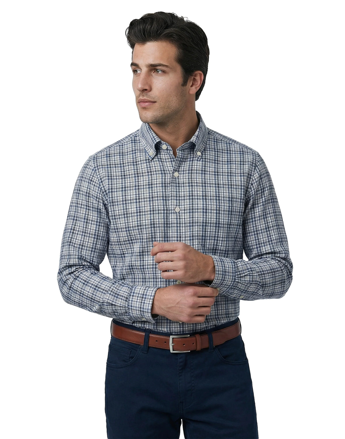 Newport Poplin Heathered Plaid | Blue