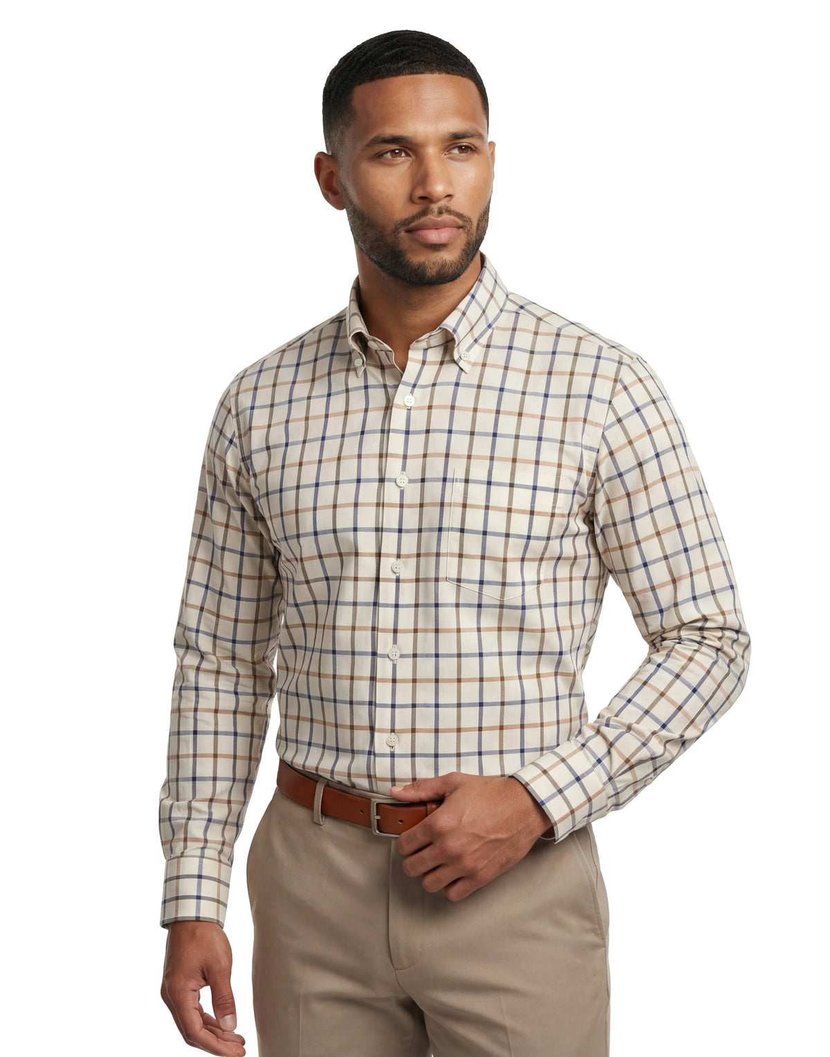 Superfine Poplin Canclini Windowpane | Cream