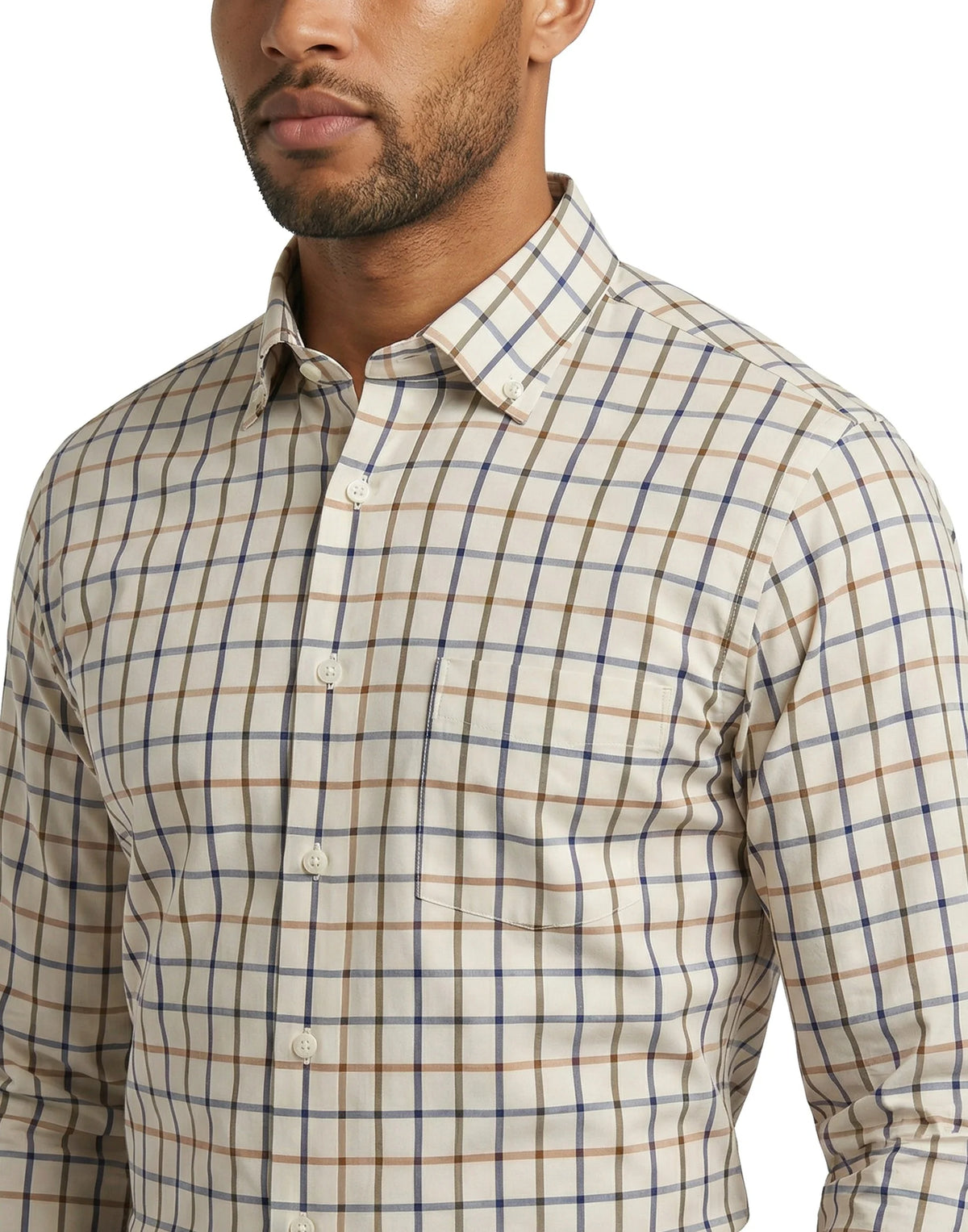 Superfine Poplin Canclini Windowpane | Cream