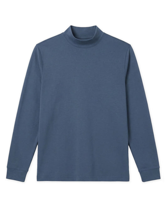 Pima Interlock Mock Turtleneck | Indigo