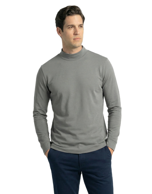 Pima Interlock Mock Turtleneck | Silver