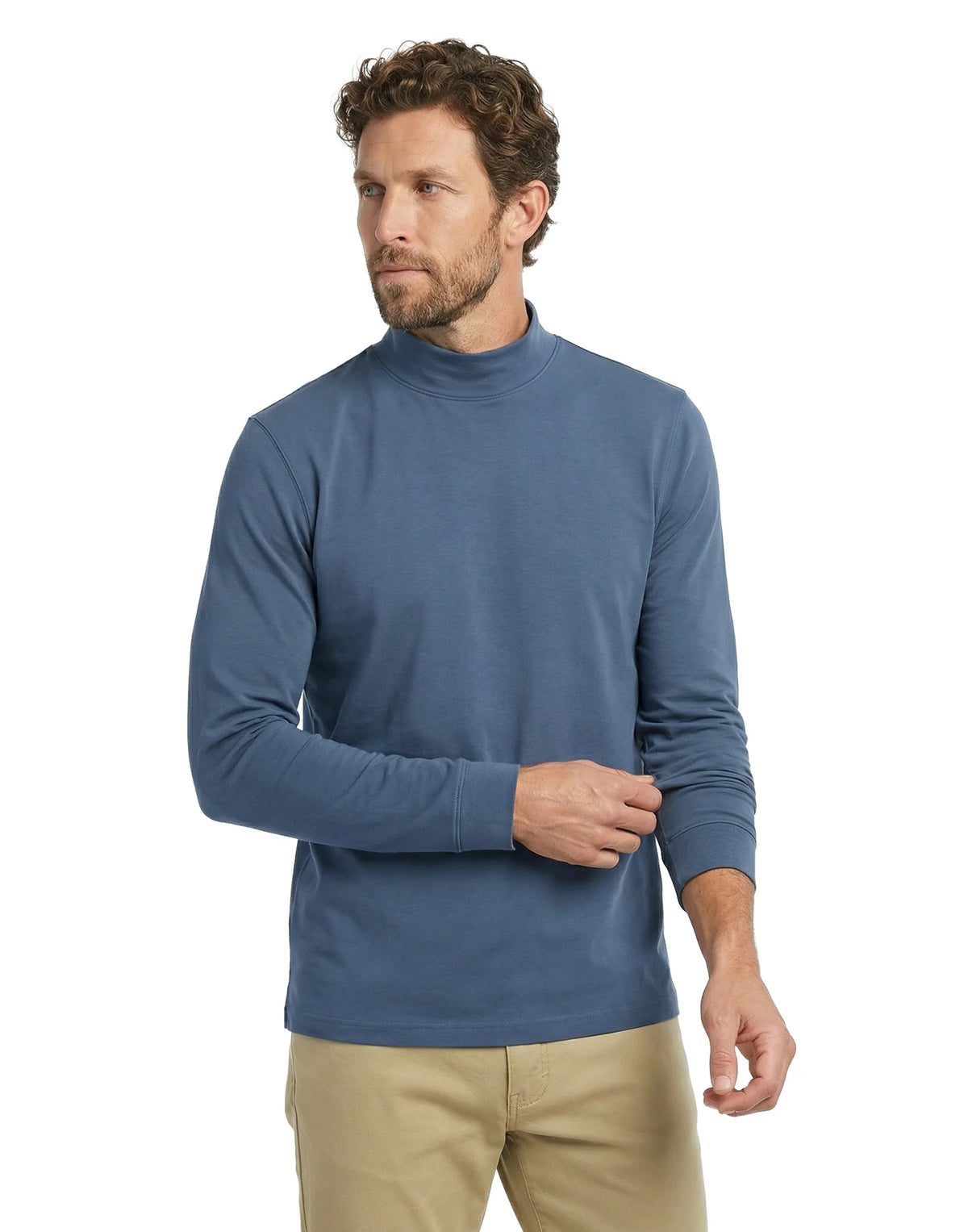 Pima Interlock Mock Turtleneck | Indigo